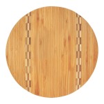 Round Bamboo Cutting Board w/Butcher Block Inlay (11" Diameter) with Logo