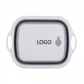 Promotional Collapsible Multifunction Chopping Board with Colander Storage Basket