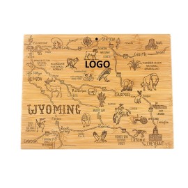Wyoming State Shaped Wooden Cutting Board Logo Branded  Wyoming State Shaped Wooden Cutting Board Logo Branded