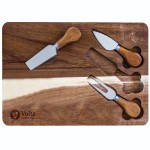 TB Home Acacia Cheese Serving Board w/Cheese Tools (4 Piece) with Logo