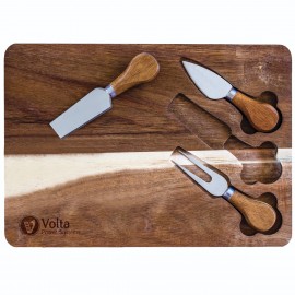 Custom TB Home Acacia Cheese Serving Board w/Cheese Tools (4 Piece)