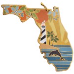 Personalized Florida State Shaped Cutting & Serving Board w/Artwork by Summer Stokes
