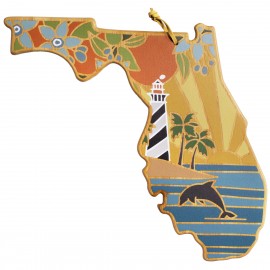 Personalized Florida State Shaped Cutting & Serving Board w/Artwork by Summer Stokes