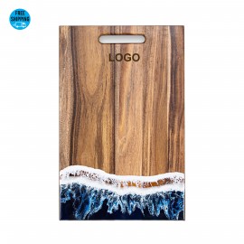 Acacia Wood Resin Cutting Board - OCEAN with Logo