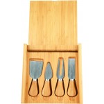 Custom Imprinted Bamboo Cheese Set with 4 Tools, 8 x 8"