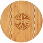 Custom Engraved 11 3/4" Round Bamboo Cutting Board with Butcher Block Inlay