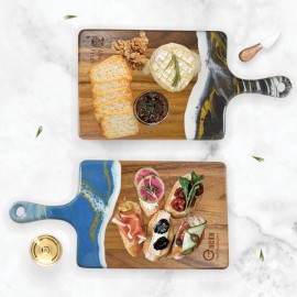 Look Edgy Rectangle Decorative Serving Board With Handle with Logo