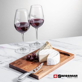 Swissmar Acacia Board & 2 Bartolo Wine with Logo