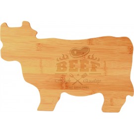 Personalized 14 3/4" x 9 3/4" Bamboo Cow Shaped Cutting Board