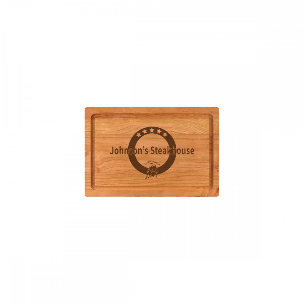8" x 12" Cherry Rectangular Cutting Board with Juice Groove with Logo