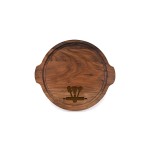 12" Walnut Round Cutting Board w/ Juice Groove & Handles with Logo