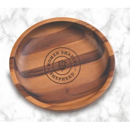 Grand Acacia Shallow Tray with Logo