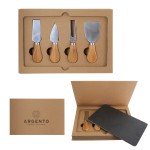 Customized 5-Piece Cheese Knife Set & Slate Cutting Board W/ Gift Box