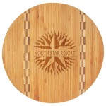 Promotional 11 1/4" Round Bamboo Cutting Board with Butcher Block Inlay