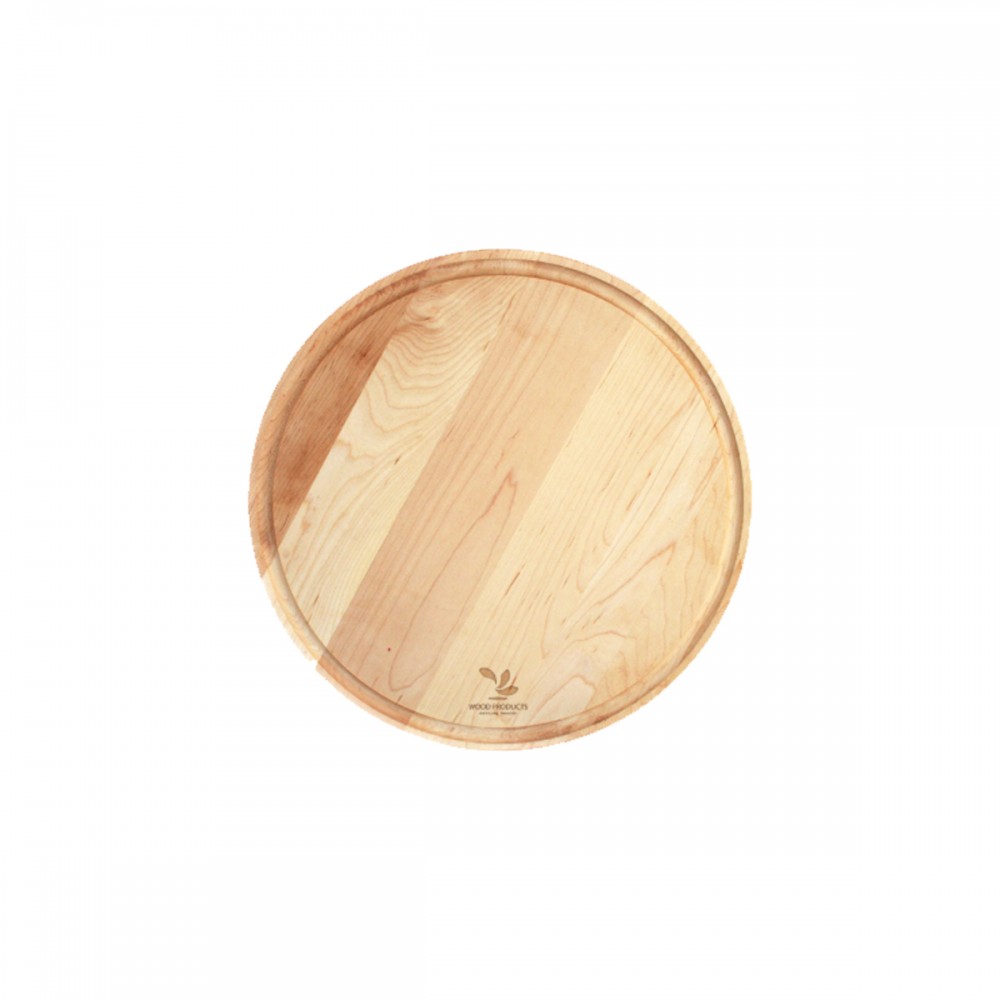 13 1/2" Maple Round Cutting Board with Juice Groove with Logo