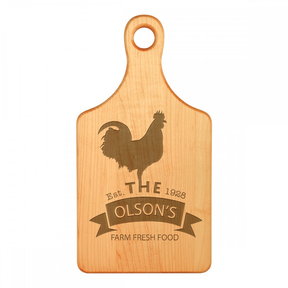 13" x 7" Maple Paddle Shaped Cutting Board with Logo