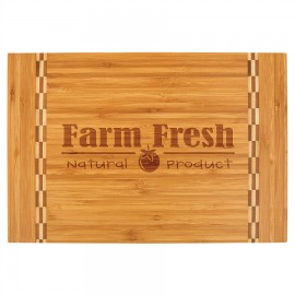 Promotional 10.25" x 15" - Bamboo Cutting Board with Butcher Block Inlay