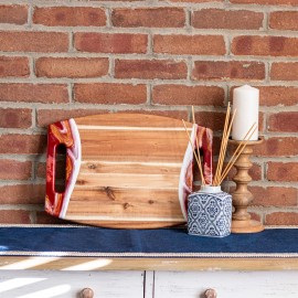 Personalized Acacia Cheese Board w/ Handles - 17" Emerald Green