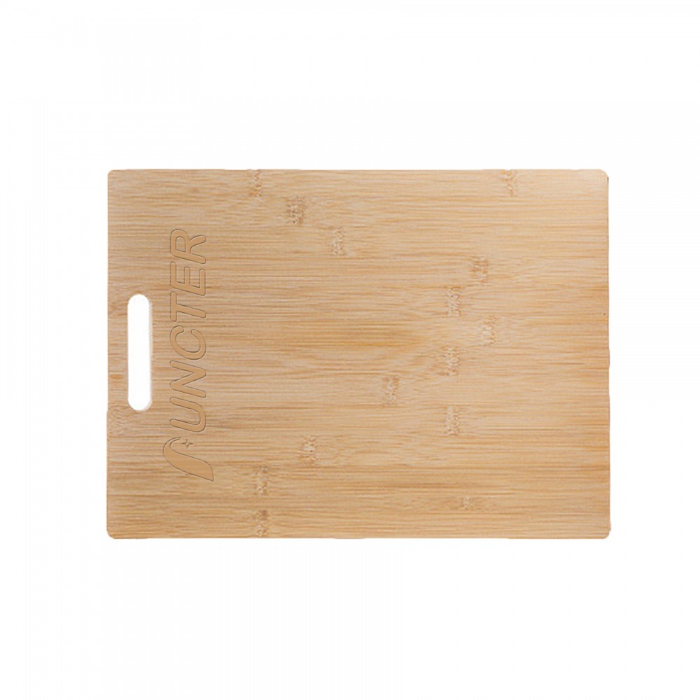 Logo Branded Bamboo Cutting Board W/ Handle 16" X 11" Logo Branded Bamboo Cutting Board W/ Handle 16" X 11"