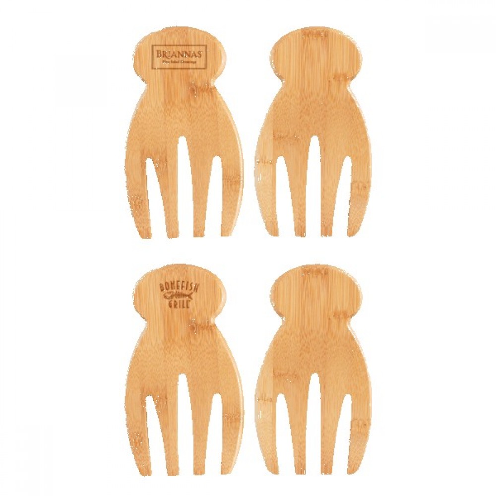 Custom Engraved Bamboo Salad Hands
