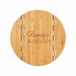 9 3/4" Round Bamboo Cutting Board with Butcher Block Inlay with Logo