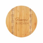 9 3/4" Round Bamboo Cutting Board with Butcher Block Inlay with Logo