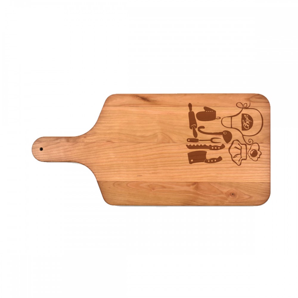 Logo Branded 8" x 17" Cherry Paddle Cutting Board