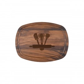 9" x 12" Walnut Oval Cutting Board with Juice Groove Custom Imprinted