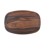 Custom Imprinted 10 1/2" x 16" Walnut Oval Cutting Board with Juice Groove