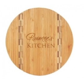 Logo Branded Bamboo Cutting Board w/Butcher Block Inlay  Logo Branded Bamboo Cutting Board w/Butcher Block Inlay