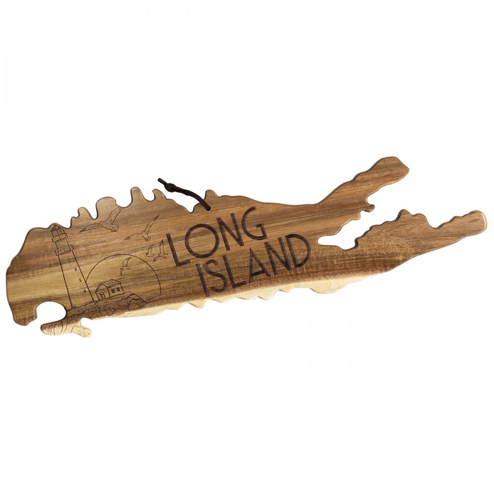 Logo Branded Rock & Branch Origins Series Long Island State Shaped Wood Serving & Cutting Board