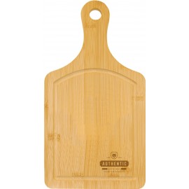 Logo Branded 13 1/2" x 7" Bamboo Cutting Board Paddle Shape with Drip Ring