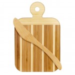 Customized Striped Paddle Serving & Cutting Board w/Spreader Knife