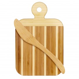 Customized Striped Paddle Serving & Cutting Board w/Spreader Knife