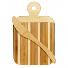 Customized Striped Paddle Serving & Cutting Board w/Spreader Knife  Customized Striped Paddle Serving & Cutting Board w/Spreader Knife