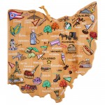 Custom Ohio State Shaped Cutting & Serving Board w/Artwork by Fish Kiss