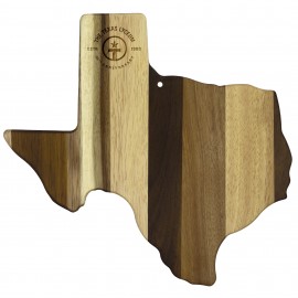 Logo Branded Rock & Branch Shiplap Series Texas State Shaped Wood Serving & Cutting Board