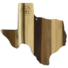 Rock & Branch Shiplap Series Texas State Shaped Wood Serving & Cutting Board with Logo