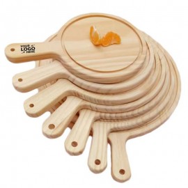 Round Wooden Pizza Cutting Pizza Tray Board with Handle with Logo  Round Wooden Pizza Cutting Pizza Tray Board with Handle with Logo