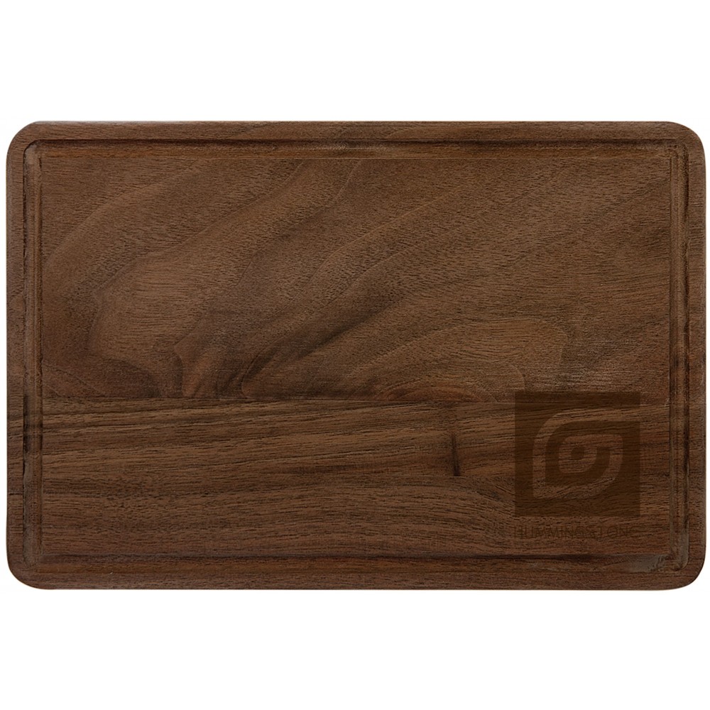 9" x 6" Walnut Cutting Board with Drip Ring with Logo