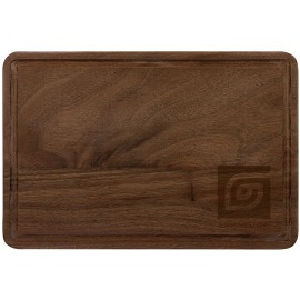 9" x 6" Walnut Cutting Board with Drip Ring with Logo