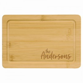 Logo Branded Bamboo Bar Cutting Board with Drip Ring, 9" x 6"