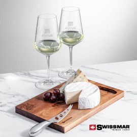 Swissmar Acacia Board & 2 Cannes Wine Custom Printed
