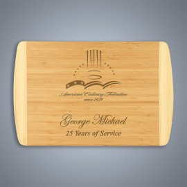 2-Tone Bamboo Cutting Board, Large with Logo