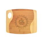 Personalized 9" x 11" Bamboo Two Tone Cutting Board w/ Handle