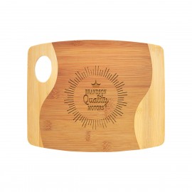Custom 9" x 11" Bamboo Two Tone Cutting Board w/ Handle