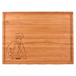 1 3/4" Cherry Butcher Block with Juice Groove with Logo