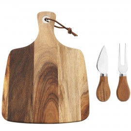 Wooden Cheese Charcuterie Board Set with 2 Knives with Logo