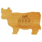 Customized 14 3/4" x 9 3/4" Bamboo Cow Shaped Cutting Board