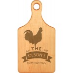 7" x 13.5" - Wood Cutting Boards - Paddle Shaped Maple with Logo